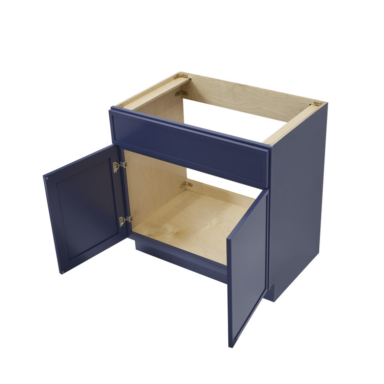Blue Birch Plywood Freestanding Single Base Cabinet with Soft Close Doors