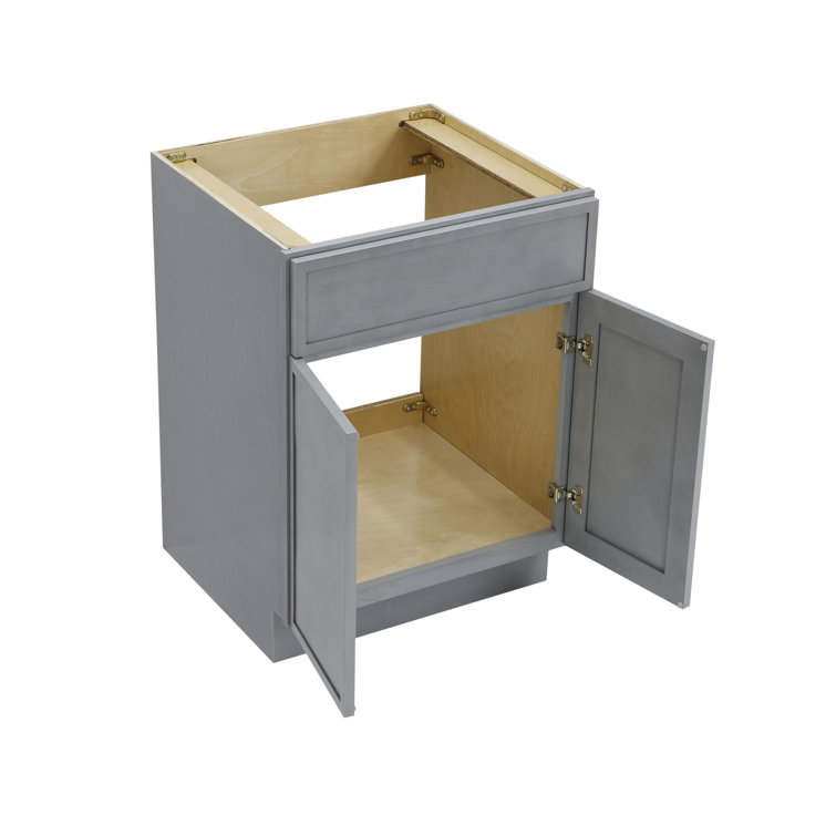 24" Smoky Gray Birch Plywood Freestanding Storage Cabinet