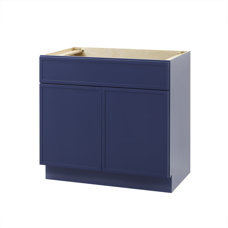 Blue Birch Plywood Freestanding Single Base Cabinet with Soft Close Doors