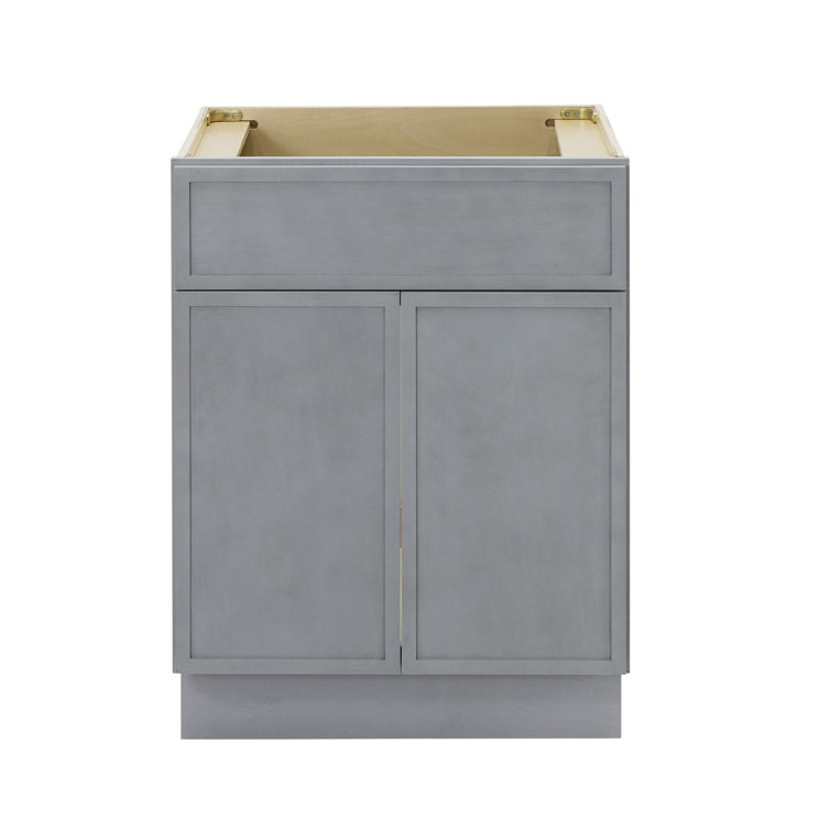 24" Smoky Gray Birch Plywood Freestanding Storage Cabinet