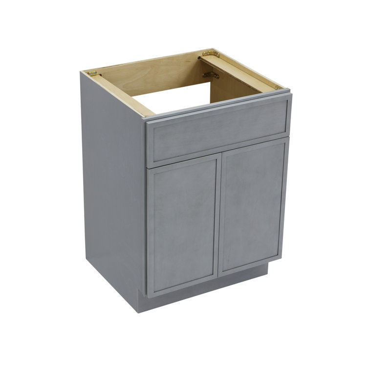 24" Smoky Gray Birch Plywood Freestanding Storage Cabinet