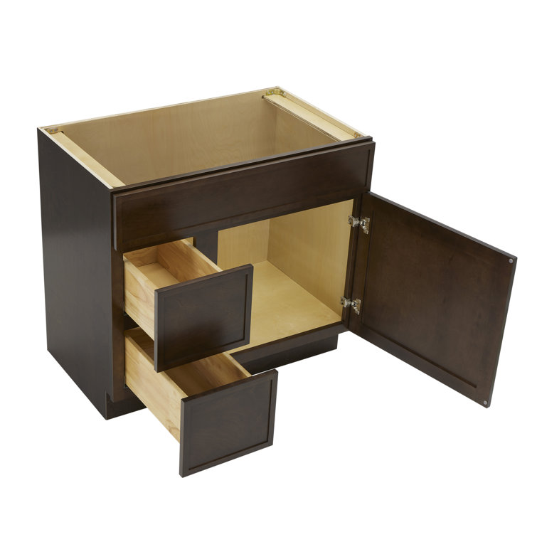 36" Brown Birch Plywood Freestanding Single Base Cabinet with Soft Close Door