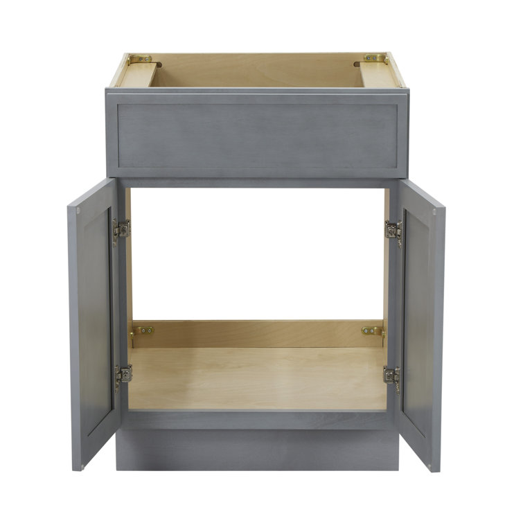 24" Smoky Gray Birch Plywood Freestanding Storage Cabinet
