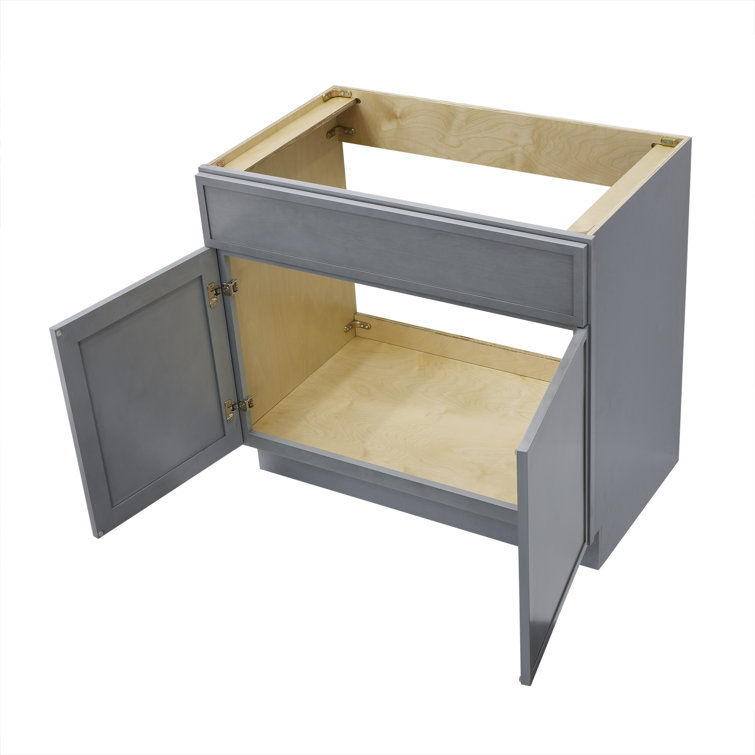 36" Smoky Gray Birch Plywood Freestanding Single Base Storage Cabinet