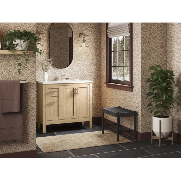 Light Oak 36" Single Bathroom Vanity Set with Quartz Top