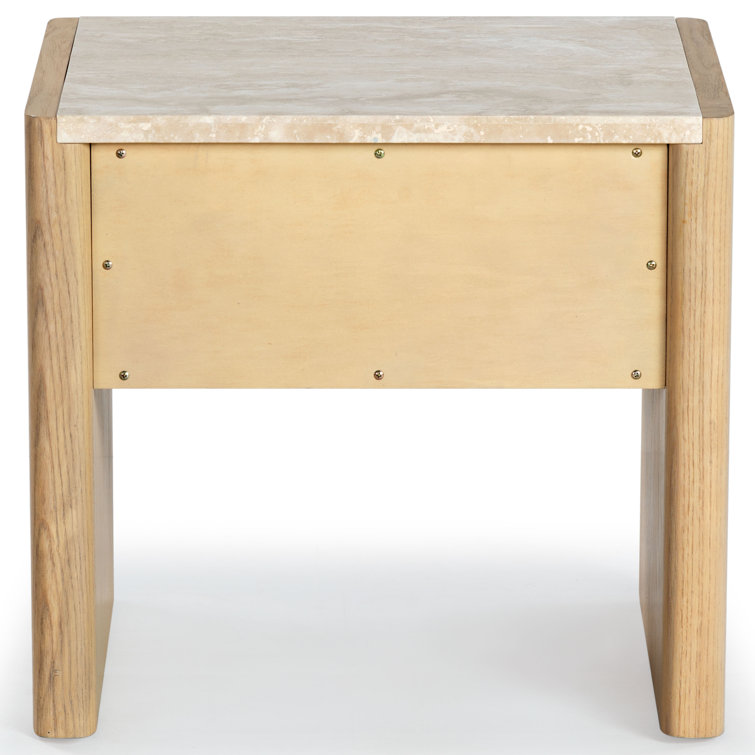 Granita Beige Stone Top 1-Drawer Nightstand