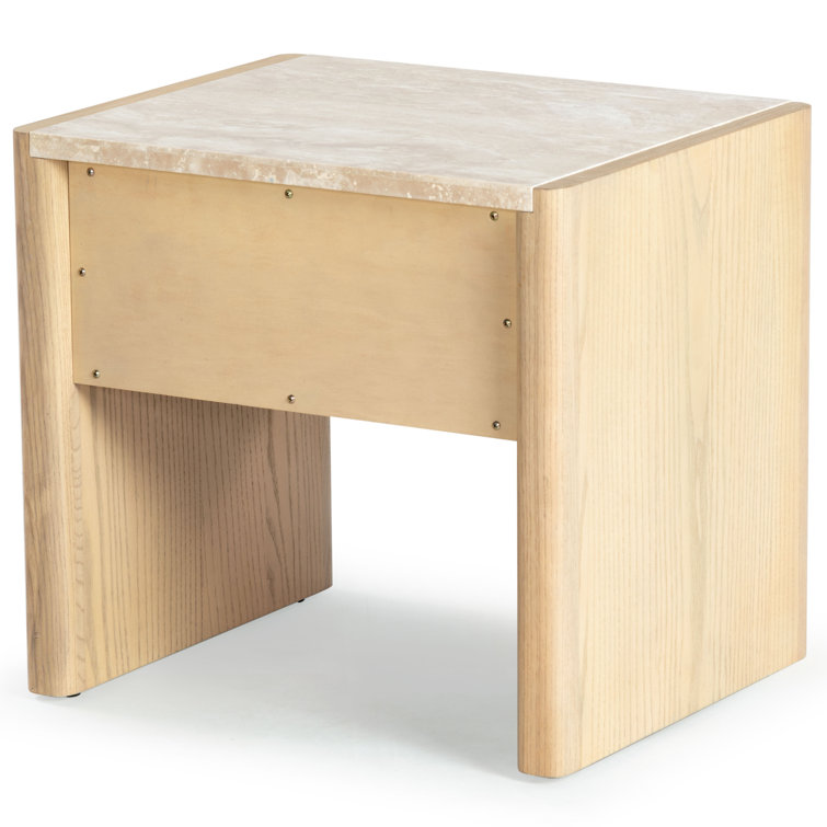 Granita Beige Stone Top 1-Drawer Nightstand