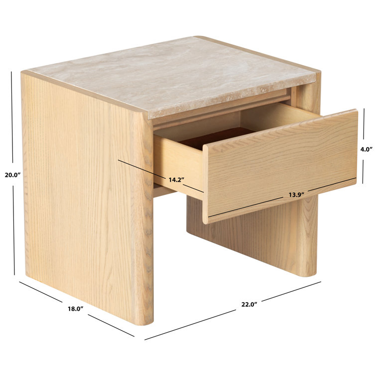 Granita Beige Stone Top 1-Drawer Nightstand