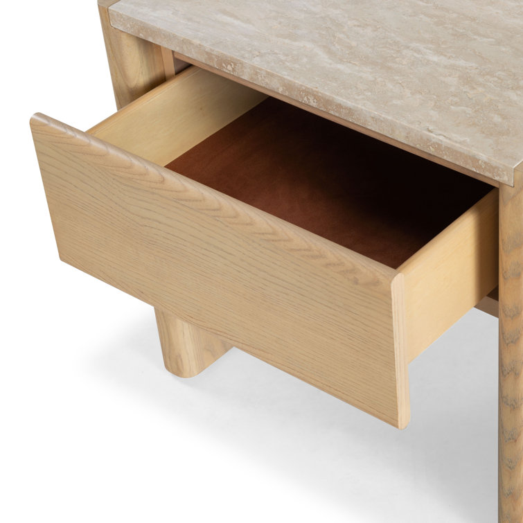 Granita Beige Stone Top 1-Drawer Nightstand