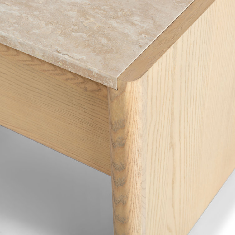 Granita Beige Stone Top 1-Drawer Nightstand