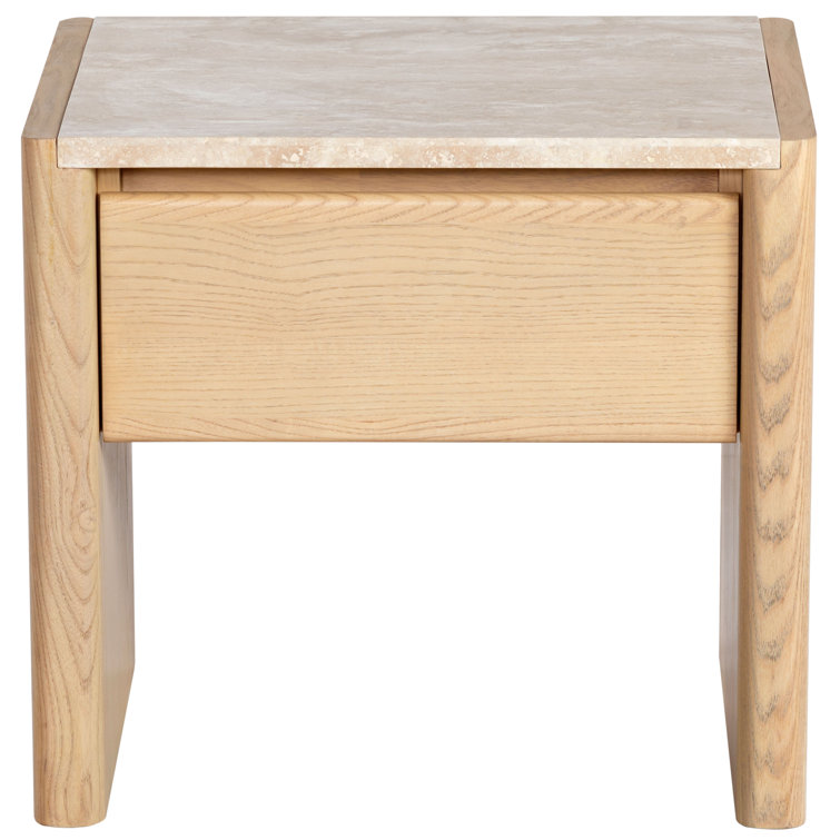 Granita Beige Stone Top 1-Drawer Nightstand