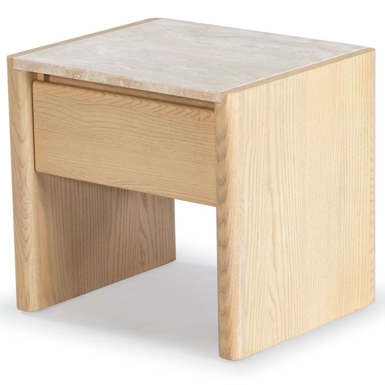 Granita Beige Stone Top 1-Drawer Nightstand