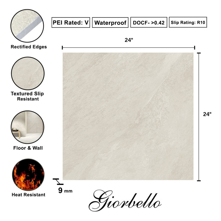 Hurricane 24" x 24" Beige Glazed Porcelain Floor and Wall Tile