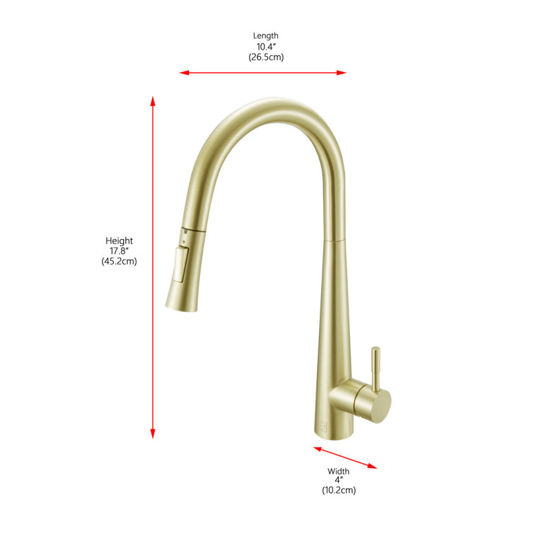 Brushed Gold Stainless Steel Gooseneck Pull-Down Kitchen Faucet