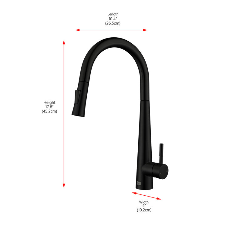 Matte Black Stainless Steel Gooseneck Kitchen Faucet with Pull-out Spray