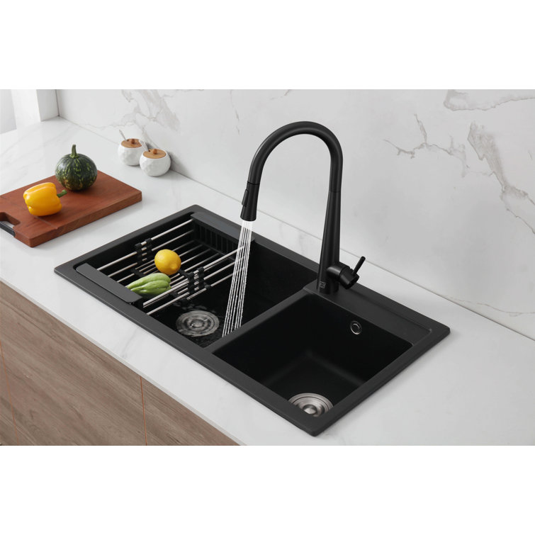Matte Black Stainless Steel Gooseneck Kitchen Faucet with Pull-out Spray
