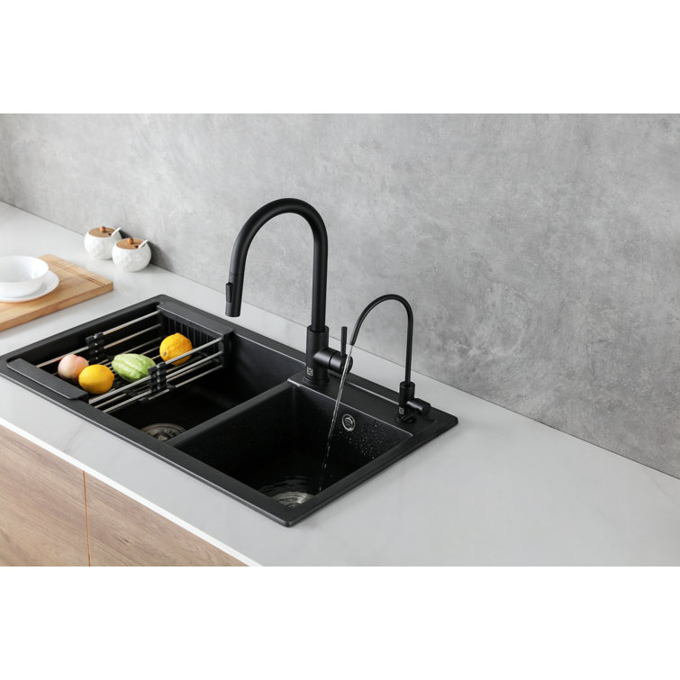 Matte Black Stainless Steel Gooseneck Kitchen Faucet