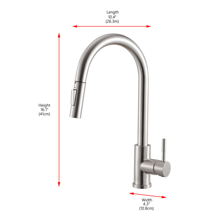 Brushed Nickel Gooseneck Kitchen Faucet with Pull-out Spray