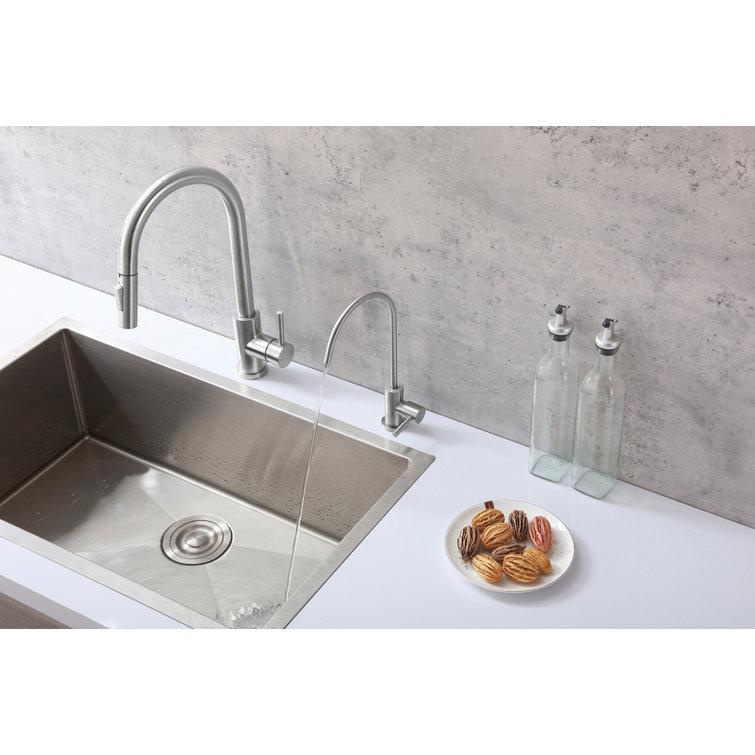 Brushed Nickel Single Handle Gooseneck Kitchen Faucet