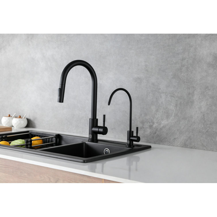 Matte Black Stainless Steel Gooseneck Kitchen Faucet
