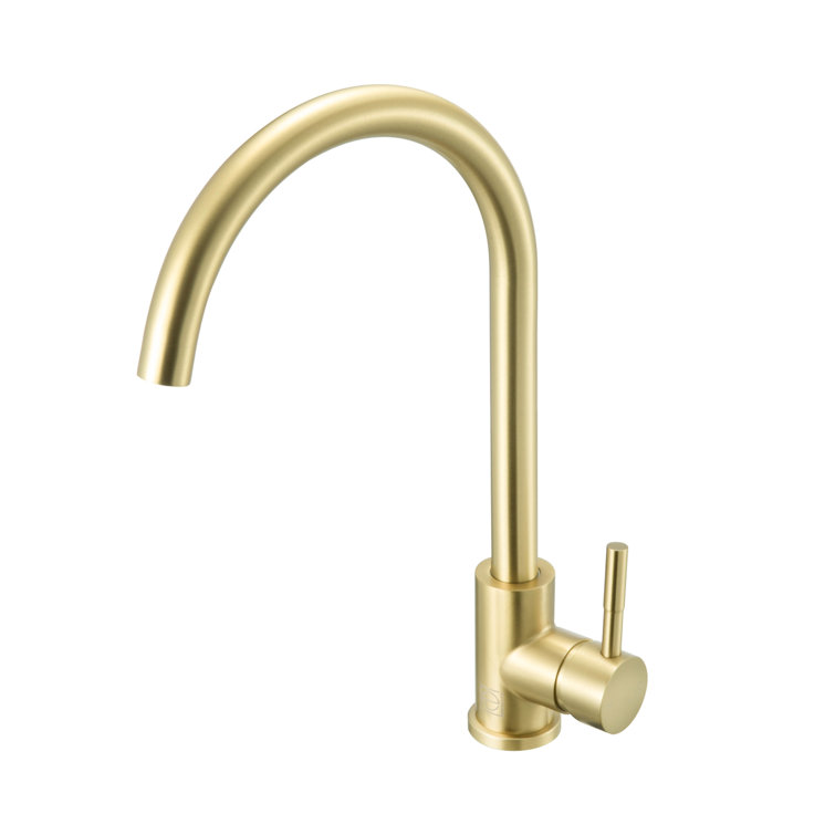 Brushed Gold Stainless Steel Gooseneck Kitchen Faucet