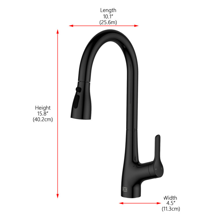 Matte Black Gooseneck Pull-Down Kitchen Faucet with Spray