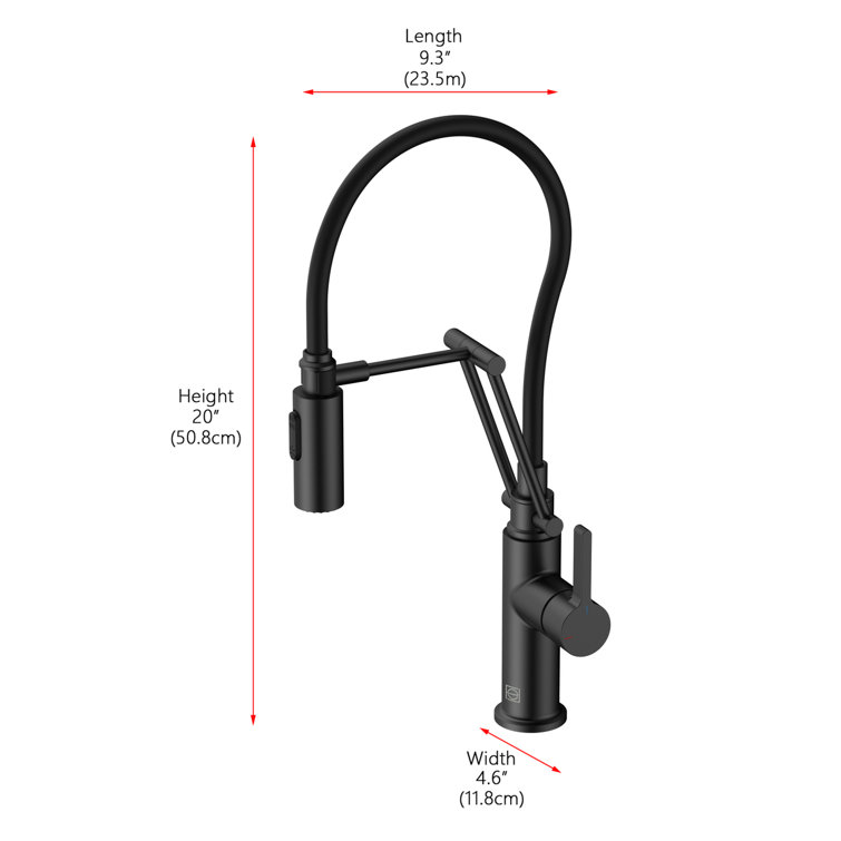 Matte Black Brass Low Arc Pull-out Spray Kitchen Faucet