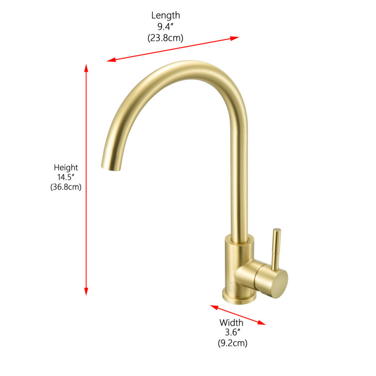 Brushed Gold Stainless Steel Gooseneck Kitchen Faucet