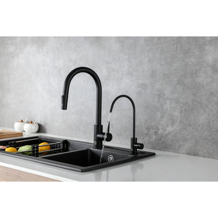 Matte Black Stainless Steel Gooseneck Kitchen Faucet