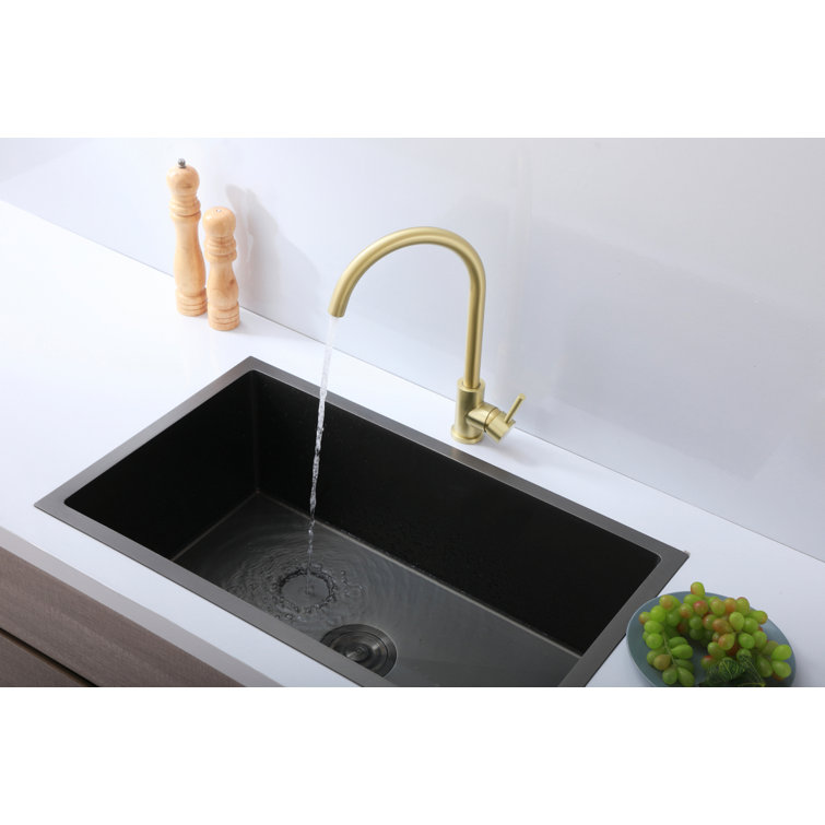 Brushed Gold Stainless Steel Gooseneck Kitchen Faucet