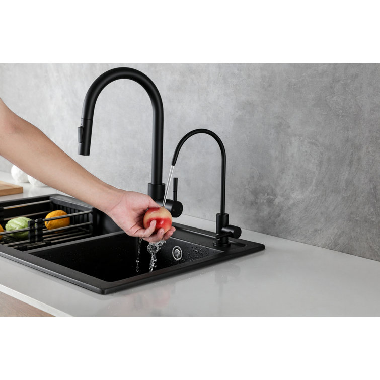 Matte Black Stainless Steel Gooseneck Kitchen Faucet