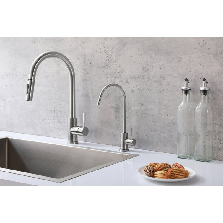 Brushed Nickel Single Handle Gooseneck Kitchen Faucet