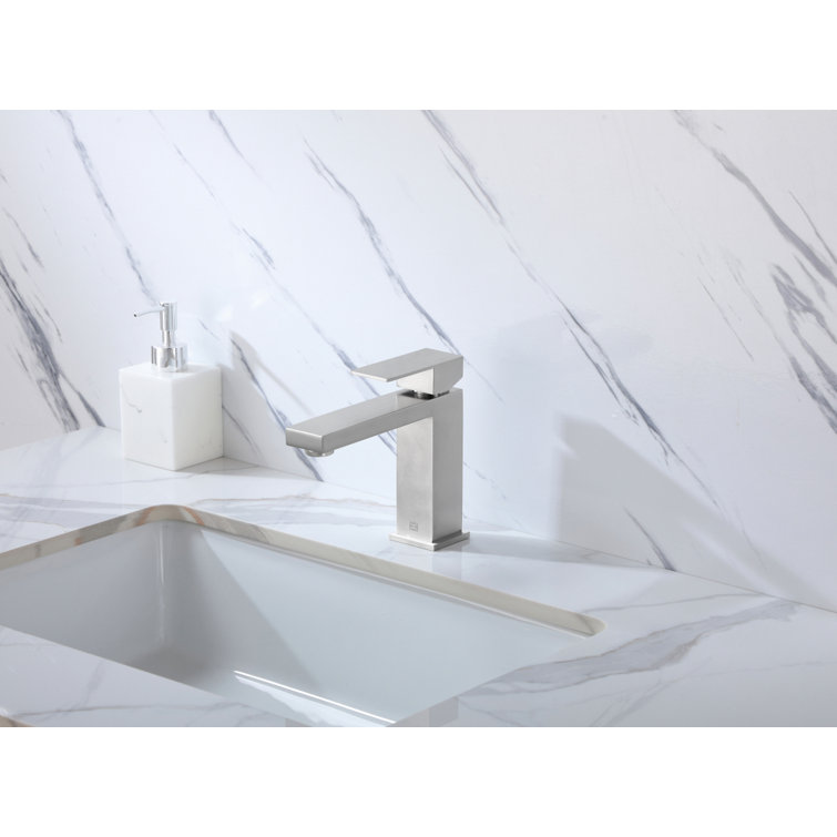 Brushed Nickel Single-Handle Bathroom Faucet with Ceramic Disc Valve