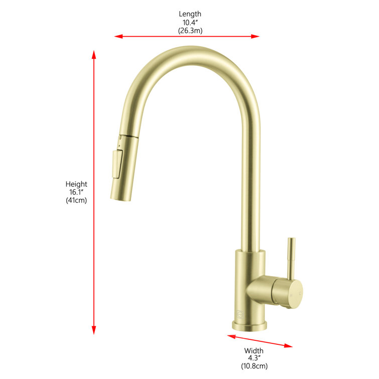 Brushed Gold Stainless Steel Touch Sensor Pull Down Kitchen Faucet