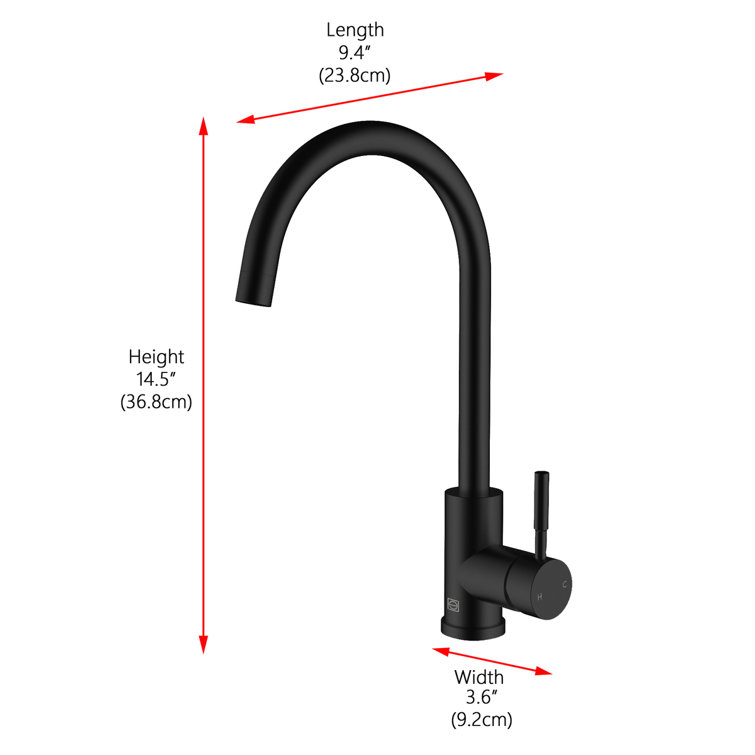 Matte Black Stainless Steel Gooseneck Kitchen Faucet