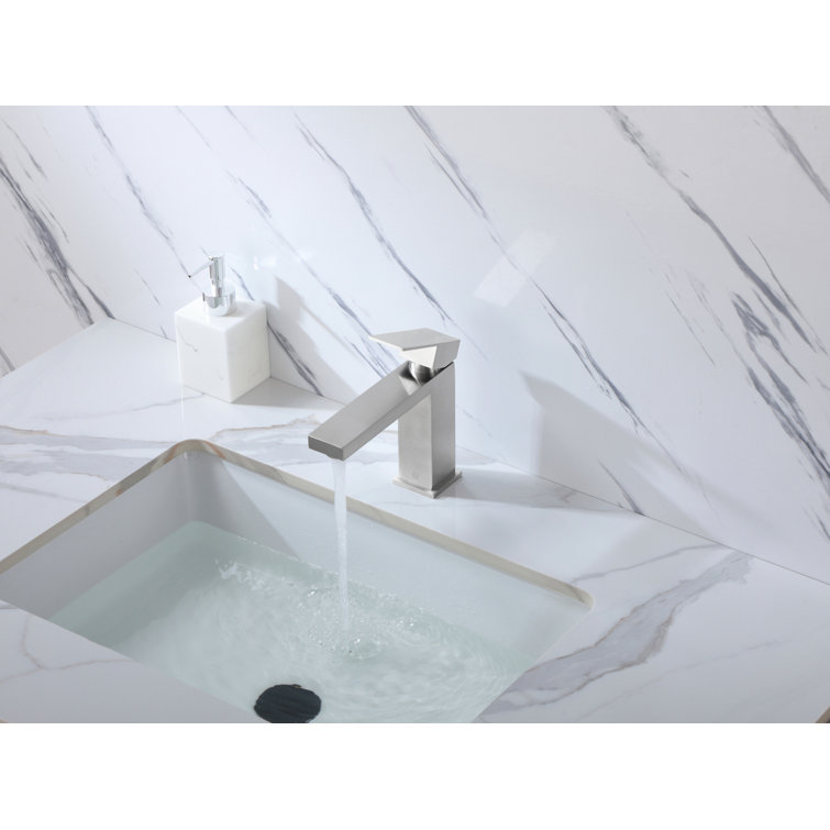 Brushed Nickel Single-Handle Bathroom Faucet with Ceramic Disc Valve