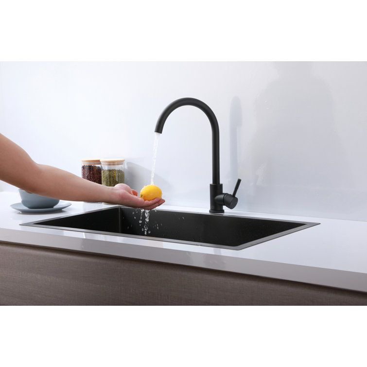 Matte Black Stainless Steel Gooseneck Kitchen Faucet