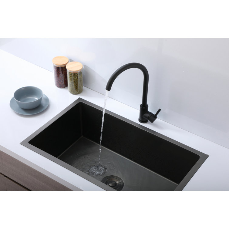 Matte Black Stainless Steel Gooseneck Kitchen Faucet