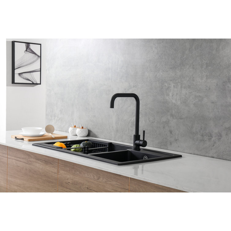 Matte Black Stainless Steel Gooseneck Kitchen Faucet with Pull-out Spray