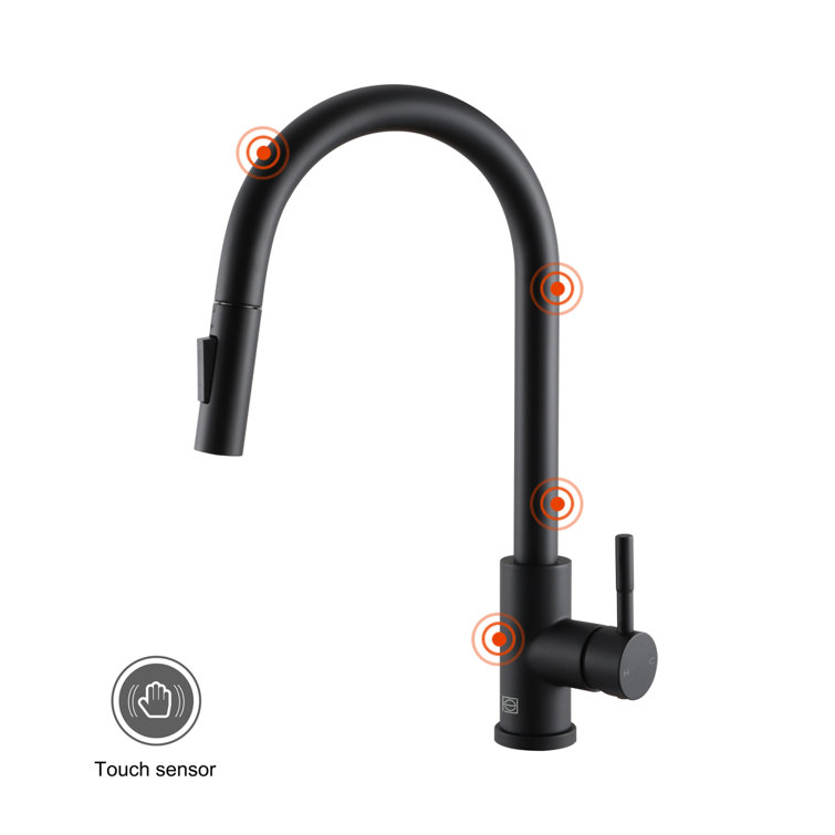 Matte Black Stainless Steel Touch Sensor Gooseneck Kitchen Faucet