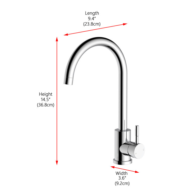 Chrome Gooseneck Single Handle Kitchen Faucet