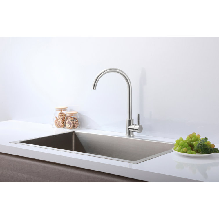 Brushed Nickel Gooseneck Single Handle Kitchen Faucet