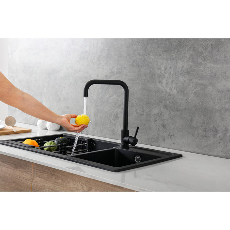 Matte Black Stainless Steel Gooseneck Kitchen Faucet with Pull-out Spray