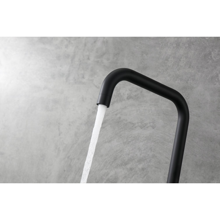 Matte Black Stainless Steel Gooseneck Kitchen Faucet with Pull-out Spray