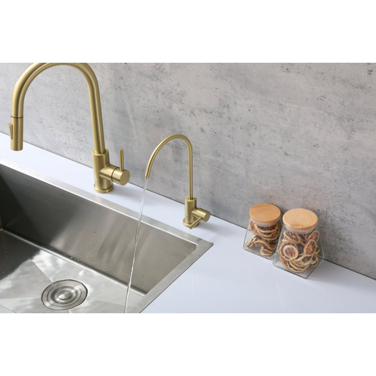 Brushed Gold Stainless Steel Gooseneck Kitchen Faucet