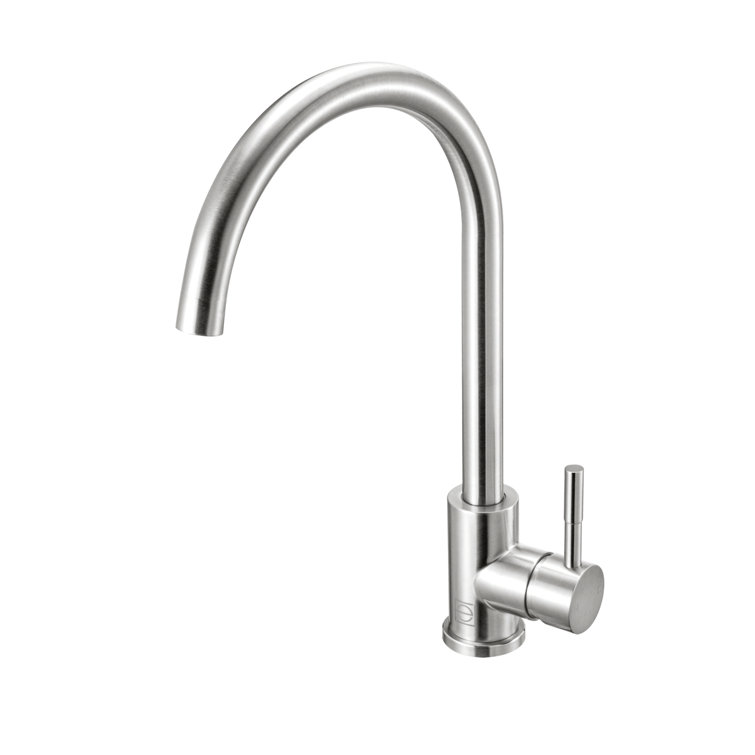 Brushed Nickel Gooseneck Single Handle Kitchen Faucet