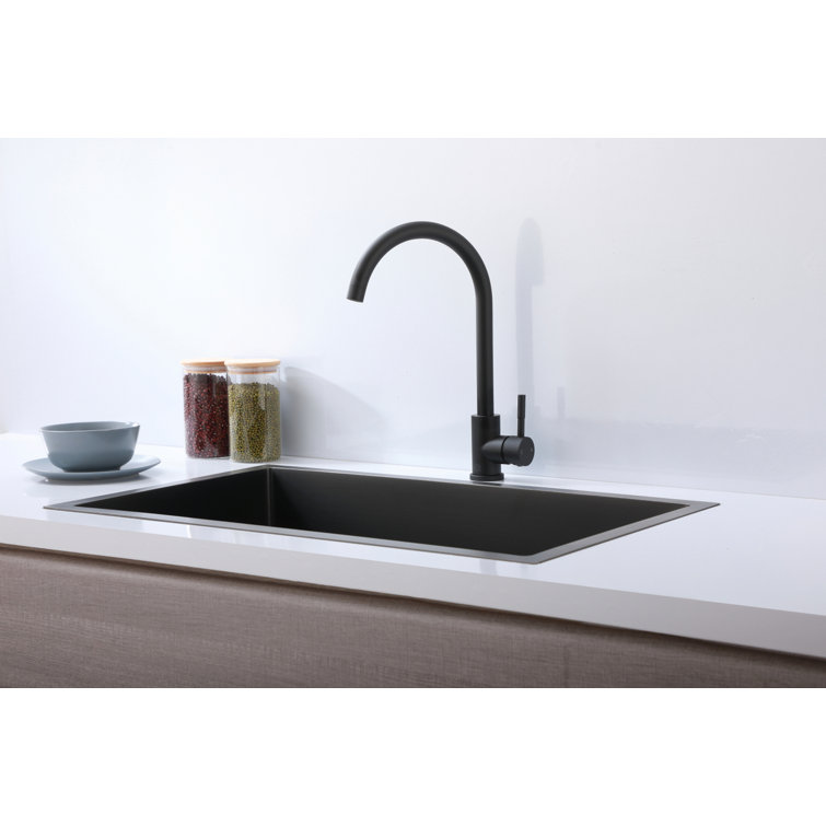 Matte Black Stainless Steel Gooseneck Kitchen Faucet