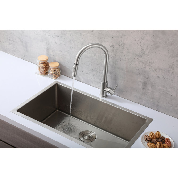 Brushed Nickel Touch Sensor Gooseneck Kitchen Faucet with Pull-out Spray