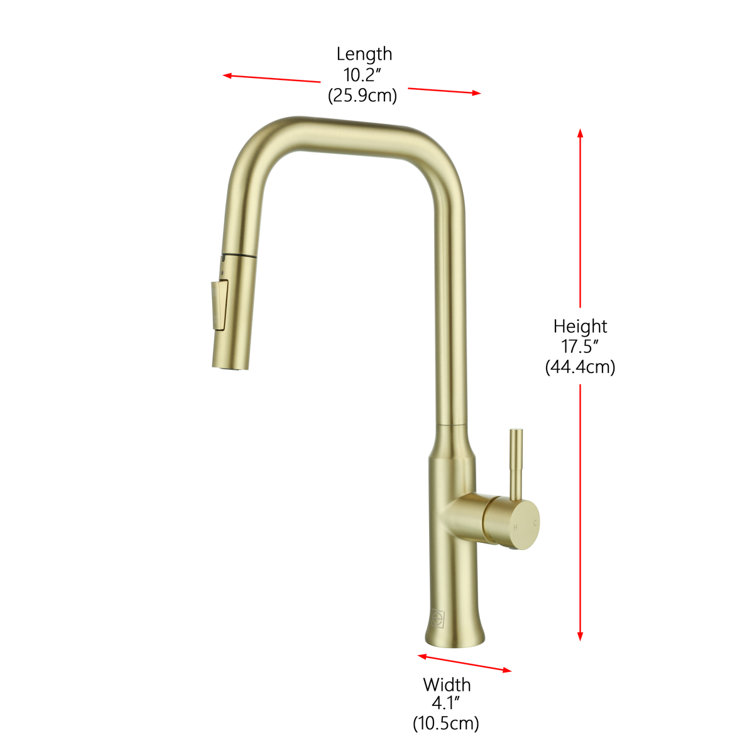 Brushed Gold Stainless Steel Gooseneck Kitchen Faucet with Pull-out Spray