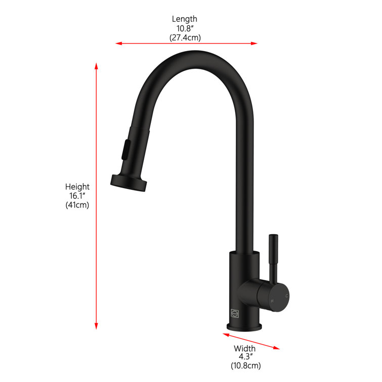 Matte Black Stainless Steel Gooseneck Kitchen Faucet with Pull-out Spray